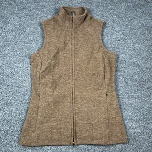 Ibex Vest Womens Small Brown ZQUE Wool Blend Full Zip Vest Sleeveless Mock Neck